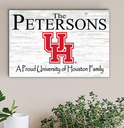 University of Houston Family Name Sign – Personalized Cougar Gift Wood Sign