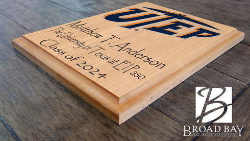 UTEP Graduation Gift – Custom Name and Year Wood Plaque