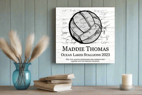 Signable Volleyball Coach Gift Plaque or Player Award - Team Signed Custom Wood