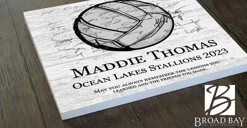 Signable Volleyball Coach Gift Plaque or Player Award - Team Signed Custom Wood