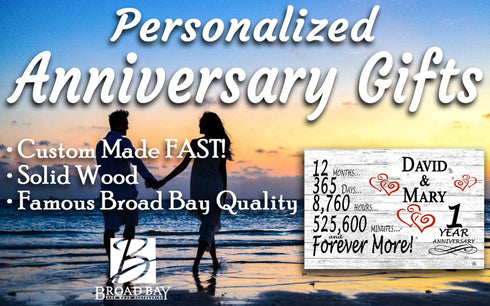 Personalized 1 Year Anniversary Gift Sign – Custom Couple’s Names | Solid Wood Plaque