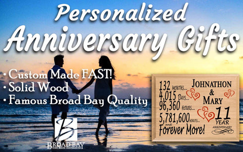 11th Anniversary Gift - Personalized Wood Plaque for Husband, Wife or Couple - 11 Year