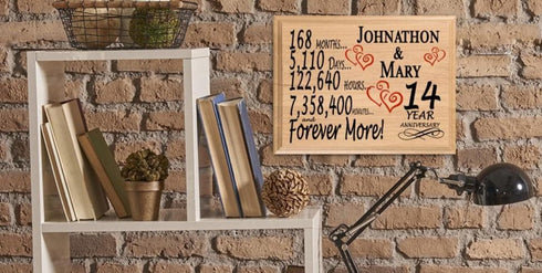 Personalized 14th Anniversary Gift – Custom Wood Keepsake for Husband, Wife, or Couple