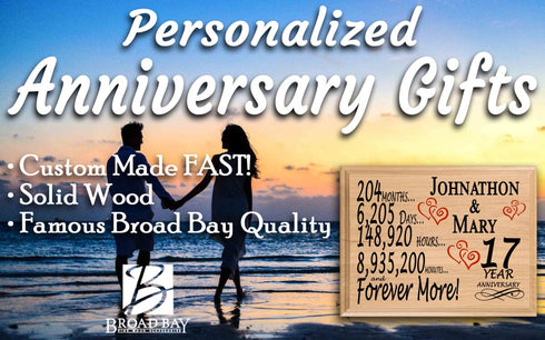17th Anniversary Gift - Personalized Wood Plaque for Husband, Wife or Couple - 17 Year