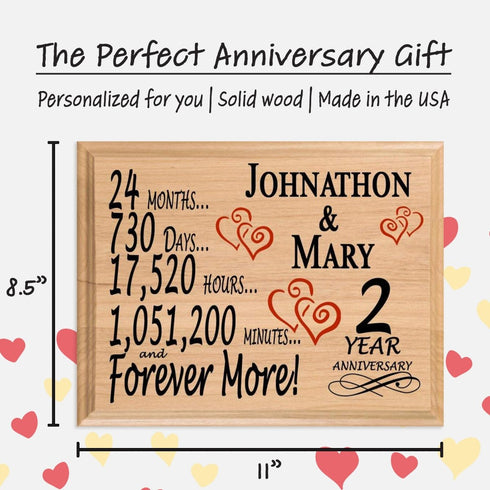 Personalized 2nd Anniversary Gift – Custom Wood Keepsake for Husband, Wife, or Couple
