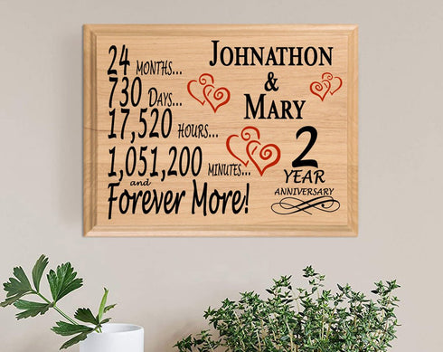 Personalized 2nd Anniversary Gift – Custom Wood Keepsake for Husband, Wife, or Couple