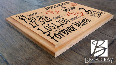 Personalized 2nd Anniversary Gift – Custom Wood Keepsake for Husband, Wife, or Couple