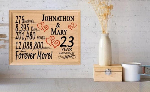 Personalized 23rd Anniversary Gift – Custom Wood Keepsake for Husband, Wife, or Couple