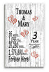 3rd Anniversary Gift - Personalized Wood Plaque for Husband, Wife or Couple - 3 Year