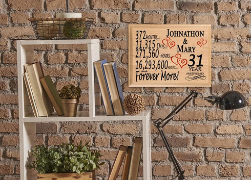 Personalized 31st Anniversary Gift – Custom Wood Keepsake for Husband, Wife, or Couple