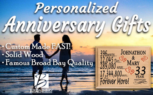Personalized 33rd Anniversary Gift – Custom Wood Keepsake for Husband, Wife, or Couple