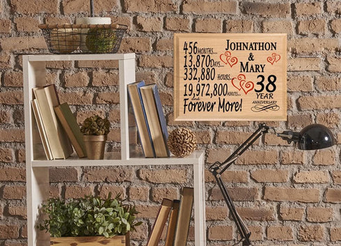 Personalized 38th Anniversary Gift – Custom Wood Keepsake for Husband, Wife, or Couple