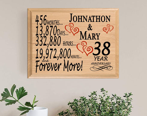 Personalized 38th Anniversary Gift – Custom Wood Keepsake for Husband, Wife, or Couple