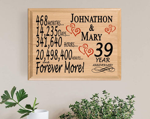 Personalized 39th Anniversary Gift – Custom Wood Keepsake for Husband, Wife, or Couple