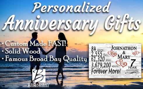 Personalized 7 Year Anniversary Gift Sign – Custom Names | Solid Wood Romantic Countdown Plaque