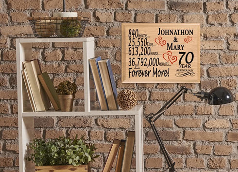 Personalized 70th Anniversary Gift – Custom Wood Keepsake for Husband, Wife, or Beloved Couple