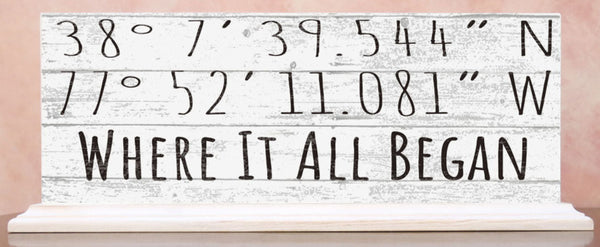 GPS Sign Custom Coordinates - Solid Wood 16.5in x 6in