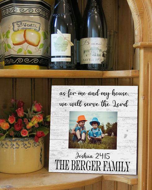 As For Me And My House We Will Serve The Lord Photo Frame With Printed Picture Personalized Solid Wood 10.5 x 10.5