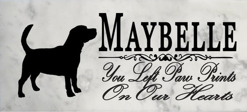 Beagle Memorial Marble Stone Plaque Personalized Dog Grave Marker Outdoor or Indoor