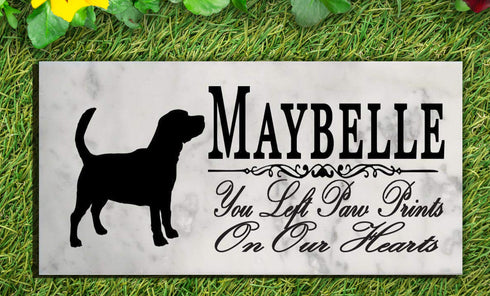 Beagle Memorial Marble Stone Plaque Personalized Dog Grave Marker Outdoor or Indoor