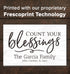 Family Name Sign Personalized Gift "Count your Blessings" - 16.5" x 10.5"