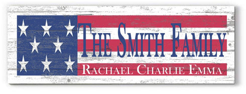 American Flag Wooden Sign with Custom Name or Text