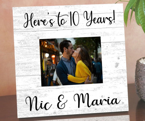 Anniversary Gift Picture Frame Alternative UPLOAD PICTURE With Names & Anniversary Year