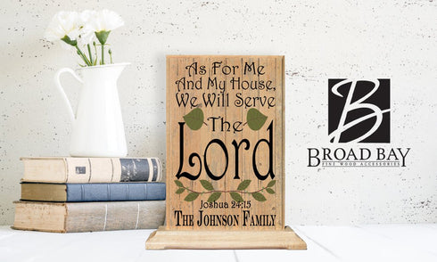 As For Me And My Family We Shall Serve The Lord Plaque PERSONALIZED Family Name