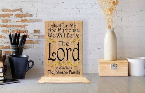 As For Me And My Family We Will Serve The Lord Sign Plaque Custom Religious Family Gift