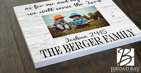 As For Me And My House We Will Serve The Lord Photo Frame With Printed Picture Personalized Solid Wood 10.5 x 10.5