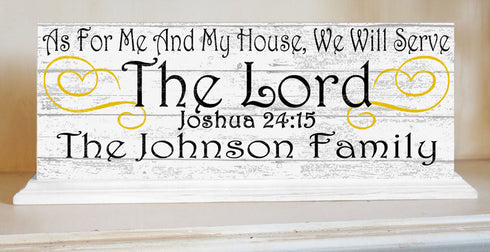 As For Me And My House We Will Serve The Lord Sign Personalized With Family Name