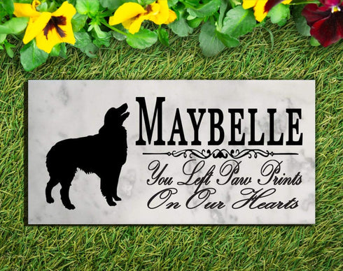Australian Shepherd Memorial Marble Stone Plaque Personalized Grave Marker Outdoor or Indoor