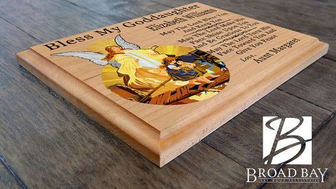 Baptism Gift from Godparents - Personalized Wood Keepsake Plaque