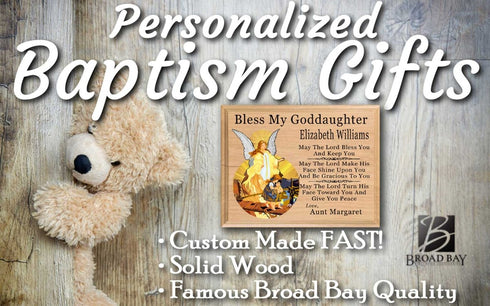 Baptism Gift from Godparents - Personalized Wood Keepsake Plaque