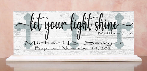 Baptism Gift Personalized Keepsake Present Let Your Light Shine