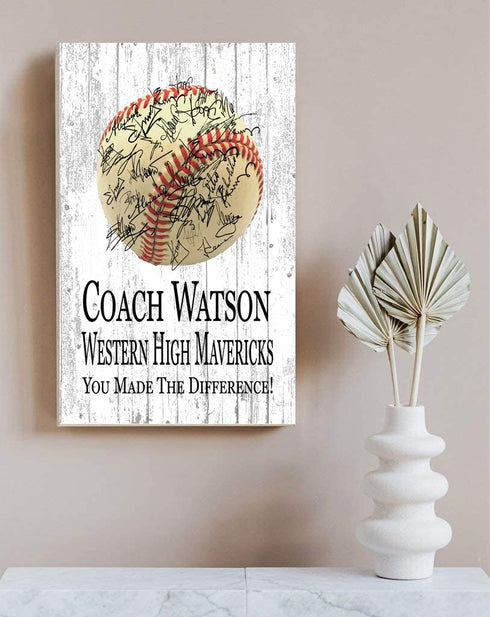 Baseball Coach Gift Plaque Personalized Team SIGNABLE for Coaches