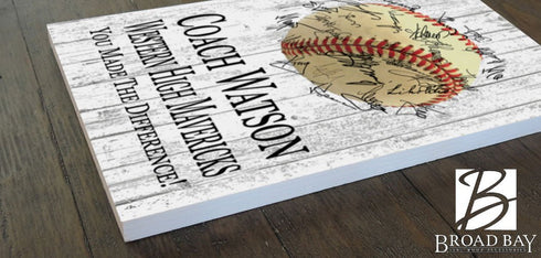 Baseball Coach Gift Plaque Personalized Team SIGNABLE for Coaches