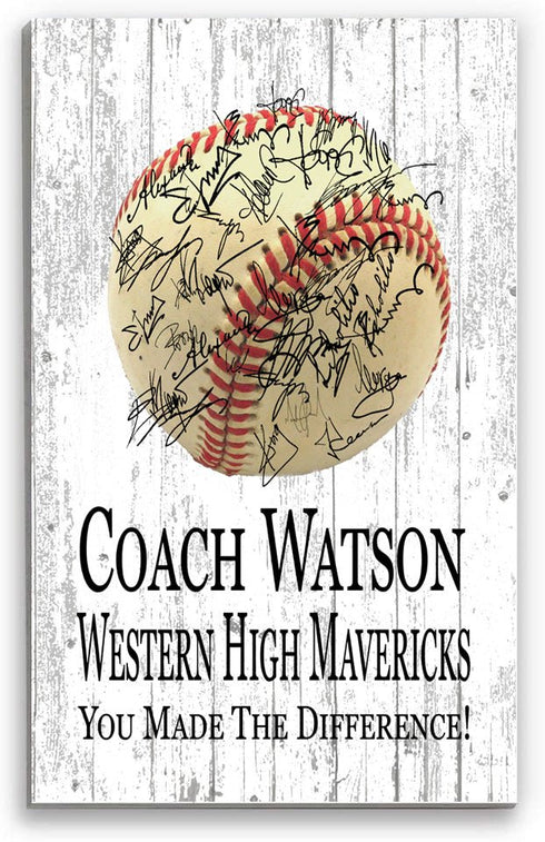 Baseball Coach Gift Plaque Personalized Team SIGNABLE for Coaches