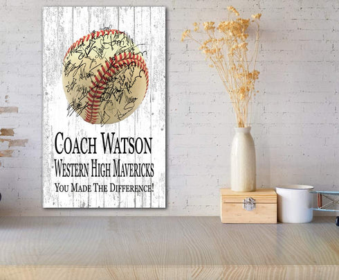 Baseball Coach Gift Plaque - Personalized and Signable by the Team