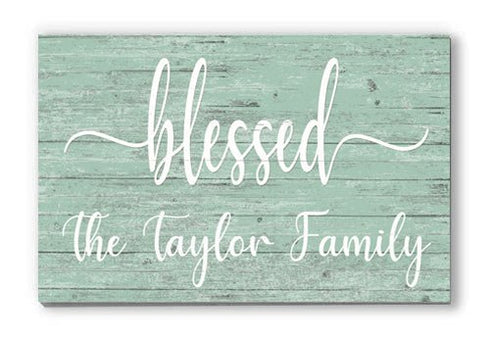 Blessed Family Name Sign - Personalized - Solid Wood