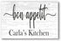 Bon Appetit Kitchen Sign With Custom Name - Solid Wood
