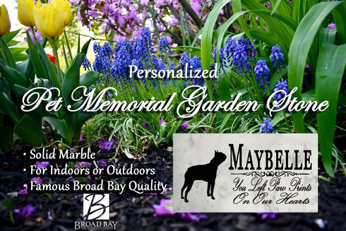 Boston Terrier Memorial Marble Stone Plaque Personalized You Left Paw Prints On Our Hearts