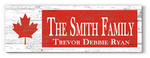 Canadian Flag Sign - Personalized Family Name - Custom Wood Canadian Heritage Gift