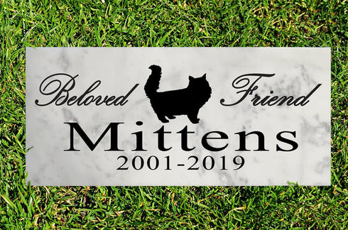 Beloved Cat Memorial Plaque – Personalized Marble Plaque with Name, Dates & 3 Silhouette Options