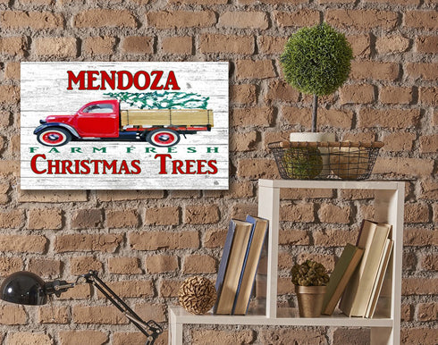 Christmas Family Sign Vintage Red Truck Christmas Tree Farm Rustic Sign