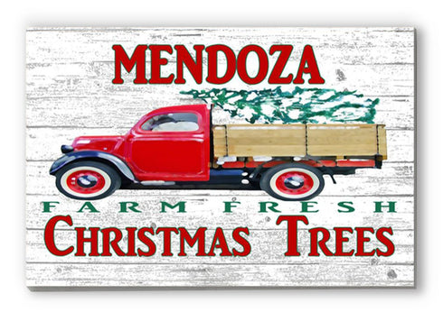 Christmas Family Sign Vintage Red Truck Christmas Tree Farm Rustic Sign