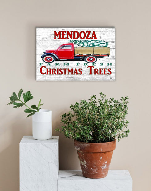 Christmas Family Sign Vintage Red Truck Christmas Tree Farm Rustic Sign