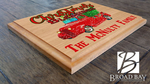 Christmas Red Truck Decoration PERSONALIZED Family Name