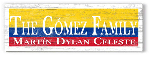 Colombian Flag Sign - Personalized Family Name - Custom Wood Colombian Heritage Gift