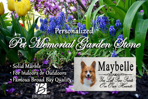 Corgi Memorial Stone - Personalized Marble Dog Grave Marker